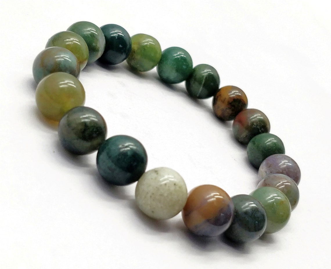 Indian Agate Bracelet Handmade Bracelet Natural Smooth Etsy