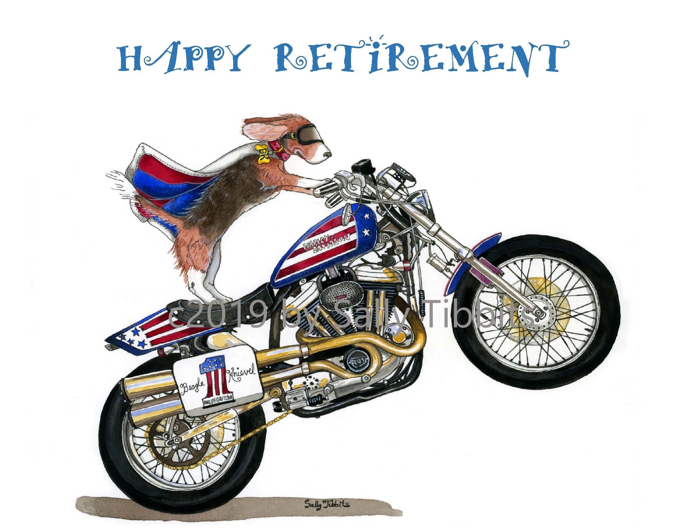 Retirement Giftbeagle Knievel Dog Art Motorcycle Art Etsy