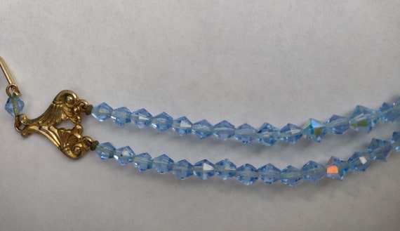 Vintage Baby Blue Beaded Necklace - image 2