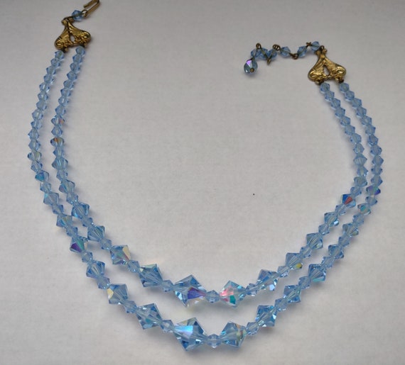 Vintage Baby Blue Beaded Necklace - image 1
