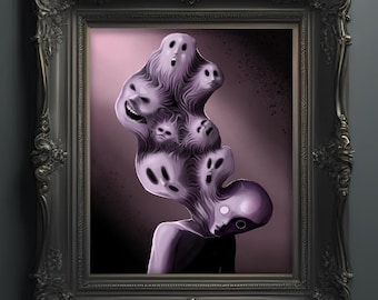 Impresión artística de dualidad: pintura de terror emocional