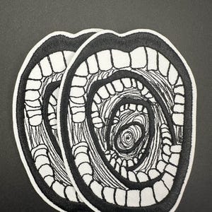 Screaming Mouth Iron-On Patch: Spooky Horror Design Phobia Patch (2.5 x 4")