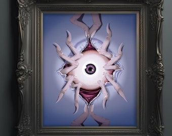 Spider eye Art print, Weird Eyeball Art Horror Gore art unique and creepy