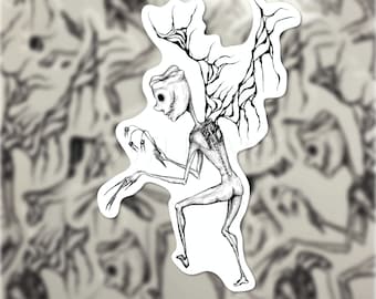 Creepy Tooth Fairy Sticker: Pen and Ink Horror Art