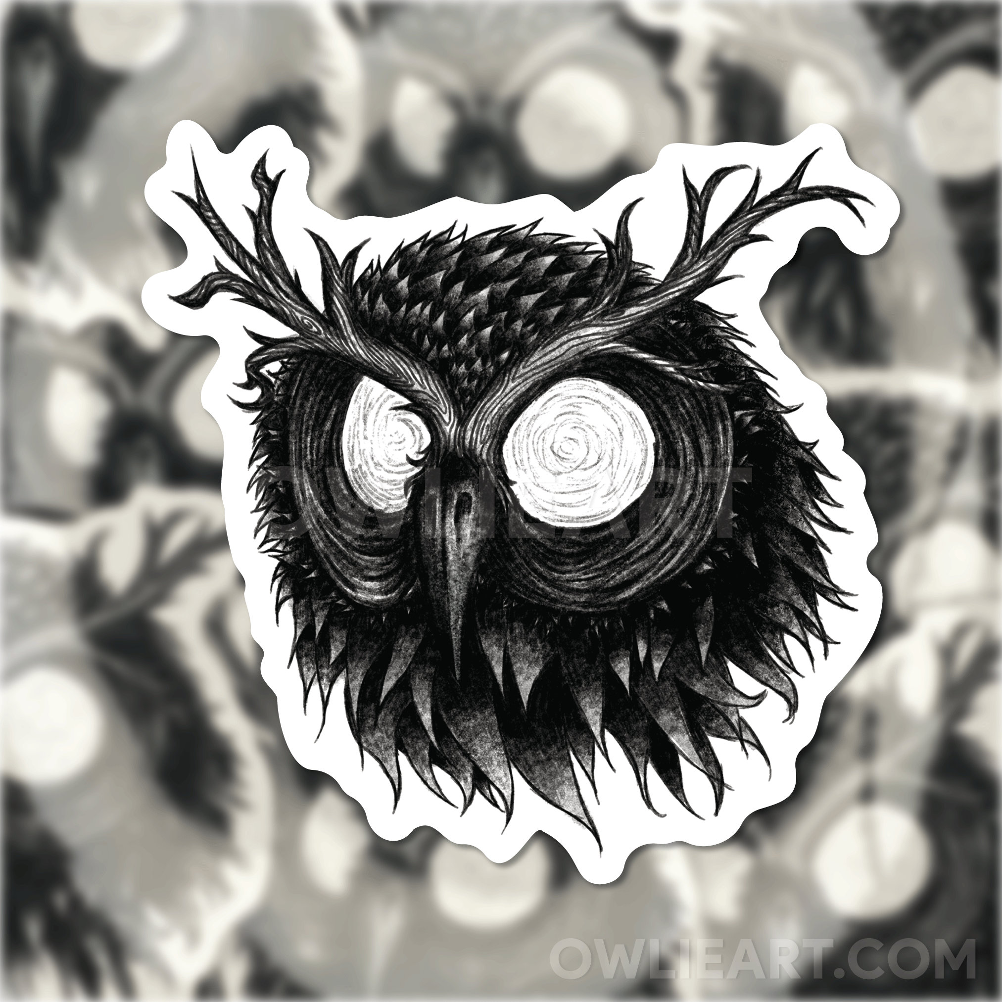 Creepy Owl Sticker: Waterproof Horror Art for Laptop, Water Bottle - Etsy, image size:2025x2025