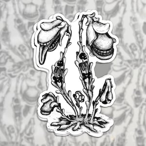 Skeleton Flower Vinyl Sticker: Horror Teeth Plant Monster
