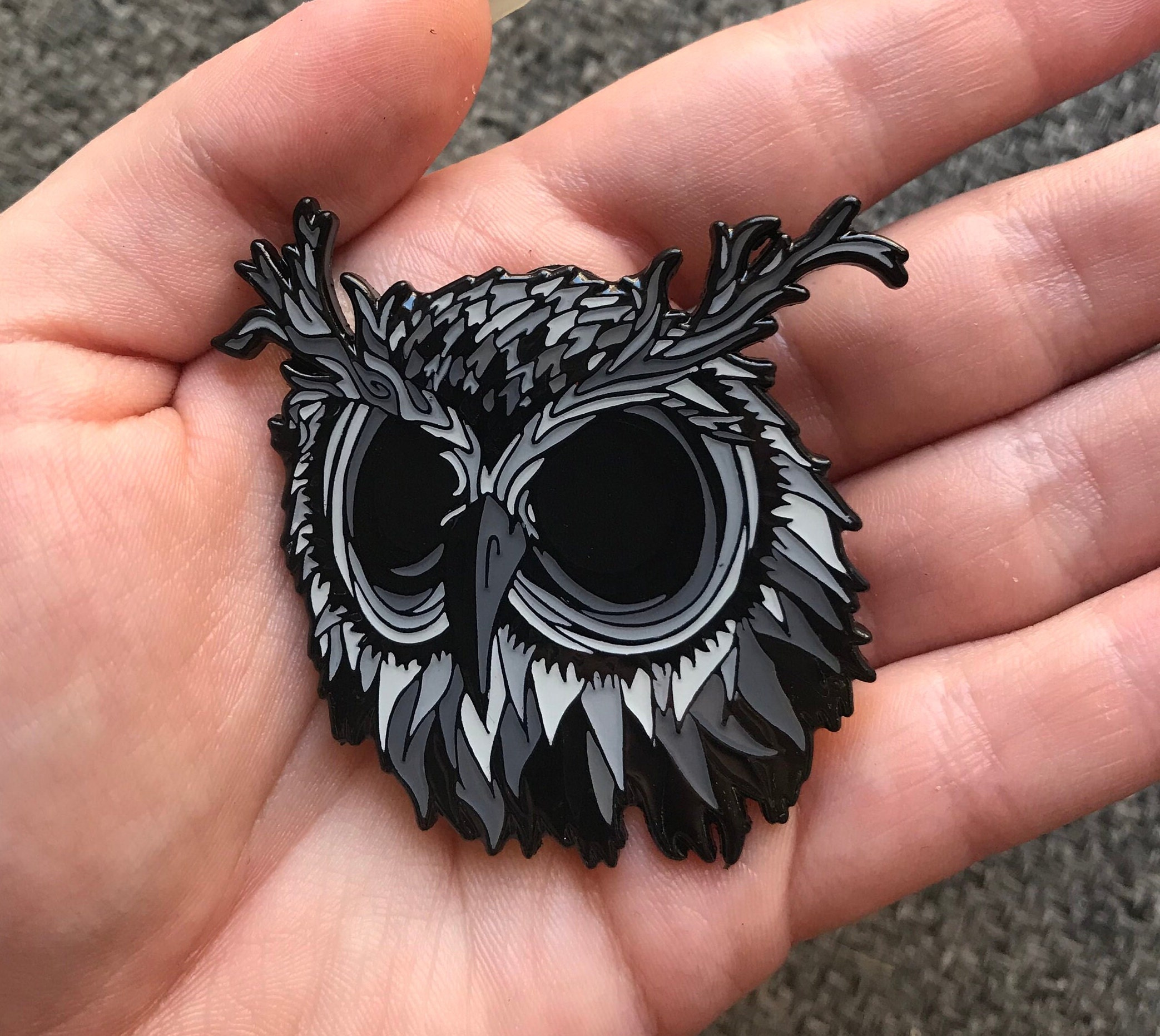 Owl Enamel Pin | Halloween pin creepy owl pin animal spooky pin brooch accessory collectable pin
