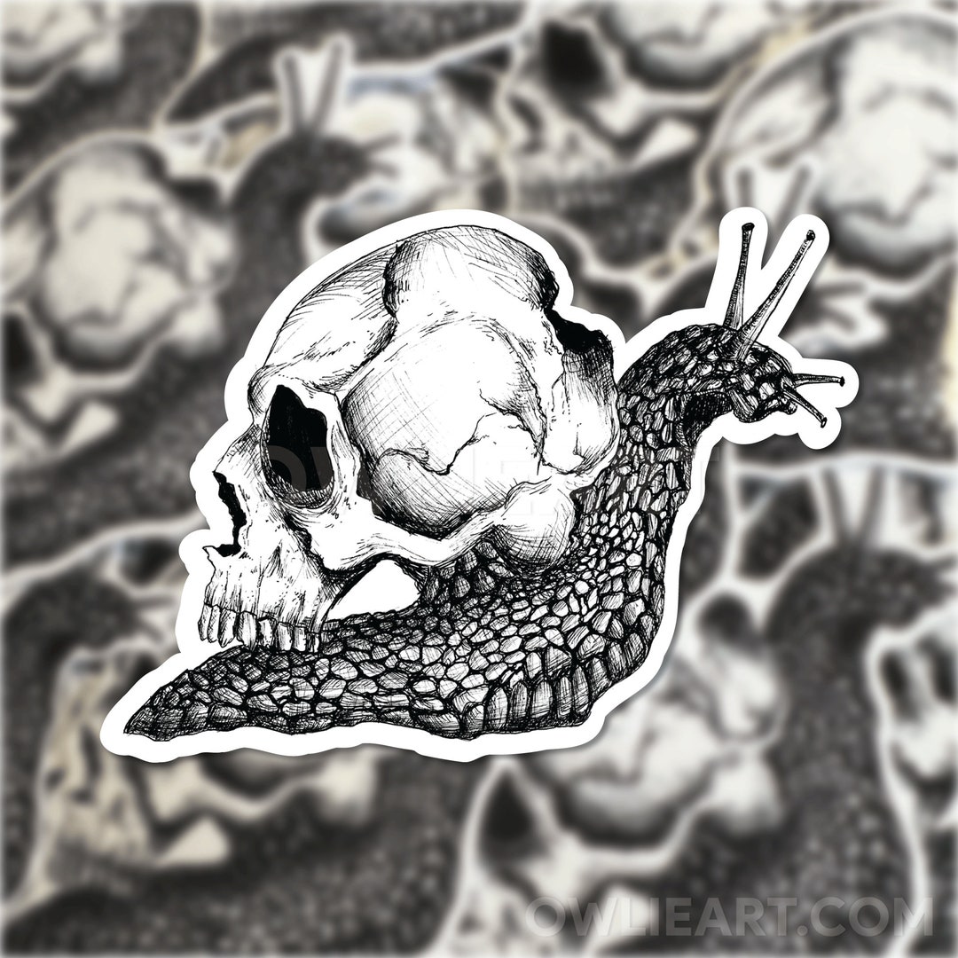 Snail Ink Skull Snail Sticker: Pen & Ink Waterproof Vinyl Sticker - Etsy
