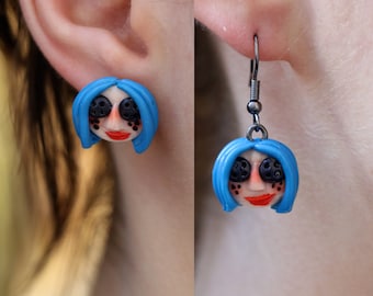 Coraline Earrings: Handmade Clay Button Eye Studs