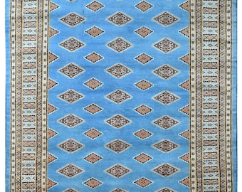 Area Rug 6' x 4' Bokhara Pende Wool Carpet Handknotted Free Shipping Housewarming Gift For Her Home Decor Gift Wife Anniversary Gift