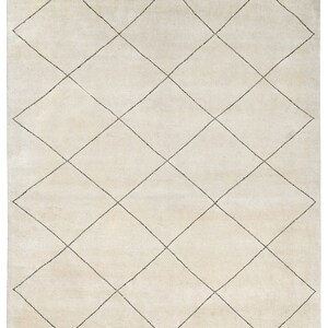 Moroccan Style Wool Carpet Beni Ouarain Sahara 8&#39;3&quot; x 5&#39;8&quot; feet Beige Hand-knotted Rug Boho Gift Home Decor Gift For Her Trellis Area Rug
