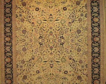 Very Fine Floral Carpet  10x8 feet Genuine Hand-Knotted Wool Rug Elegant All-Over Design