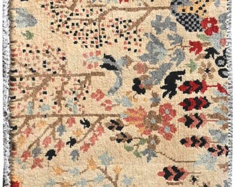 Area Rug 2' x 4' Central Park Small Fine Carpet Handmade Boho Wool Rug Housewarming Gift For Her Free Shipping Canada USA Unique Gifts