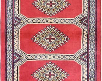 Fine Genuine Handknotted Wool Carpet Bokhara Rug 2'x2', Turkoman Yomud Design Oriental Carpet Small Accent Rug Entryway Carpet Boho Interior