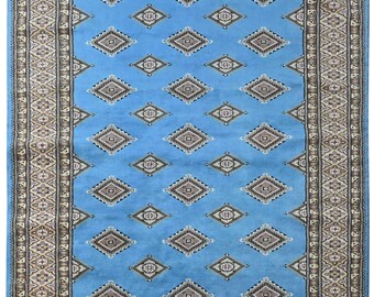 Area Rug 8' x 5' Bokhara Pende Wool Carpet Handknotted Free Shipping Housewarming Gift For Her Home Decor Gift Wife Anniversary Gift