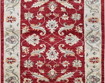 Area Rug 4' x 3' Feet Paktia Lotus Vines Wool Carpet Handknotted Afghan Rug Housewarming Gift For Her Home Decor Gift Wife Anniversary Gift