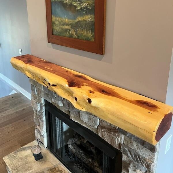 Cedar Fireplace Mantels 5 foot, 8 inch deep, 5 inch thick, Floating Cedar Mantel Shelf, Rustic many sizes