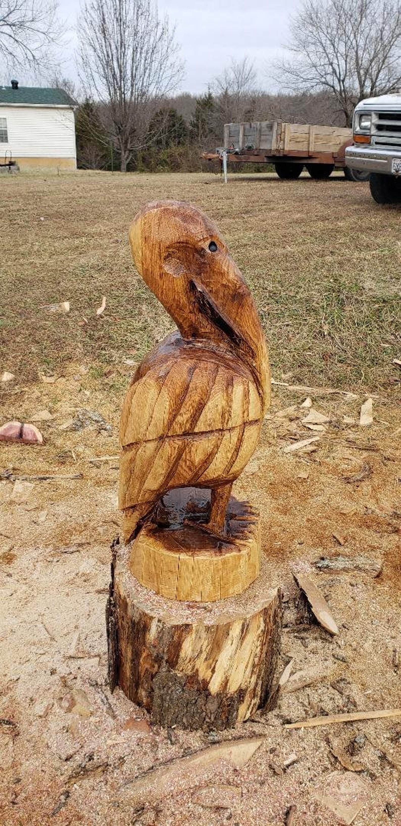Chainsaw Carving Pelican. Beautiful Handmade Pelican Many Etsy