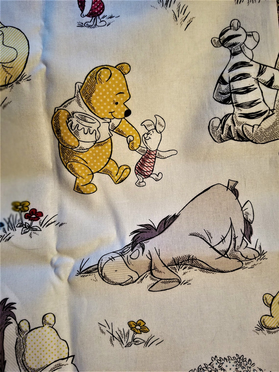 Winnie the Pooh pattern cotton fabric19x12 Etsy