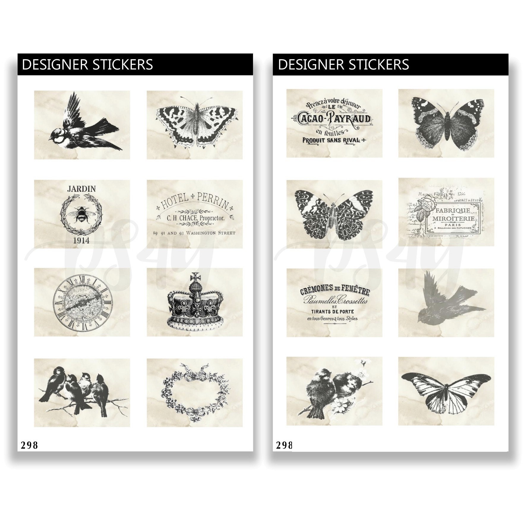 Stamped Vintage Planner Stickers 298 Etsy