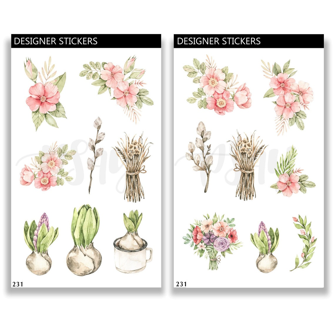 Frühling Hallo stationäre Aufkleber Sticker Aquarell | Etsy