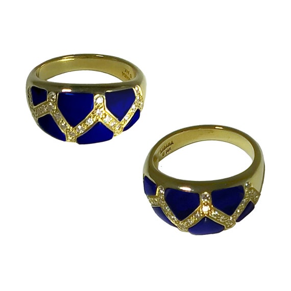 SALE - Vintage Ring - 14k, Diamonds and Lapis Wid… - image 4