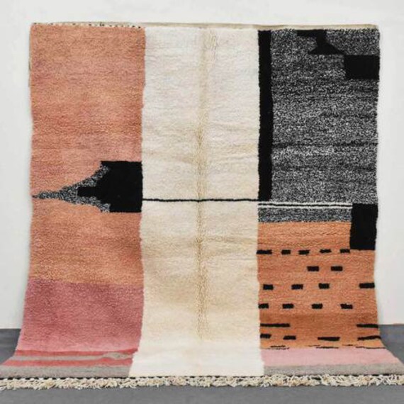 Handmade Hooking Primitive Rugs Pattern - Vintage Rug Wool Authentic Beni Ourain Moroccan Fluffy Rug