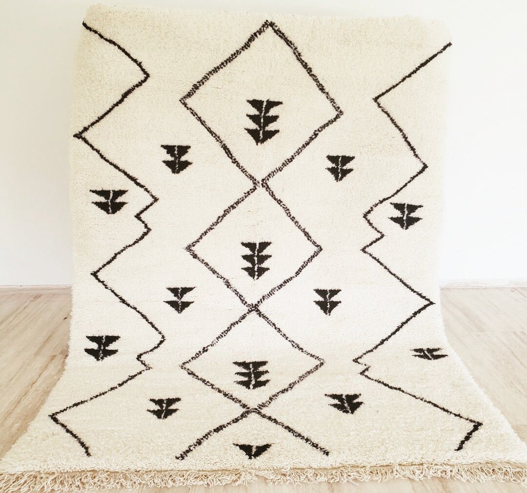 Genuine Berber Wool Handmade - Authentic Moroccan Beni Ourain Rug Area