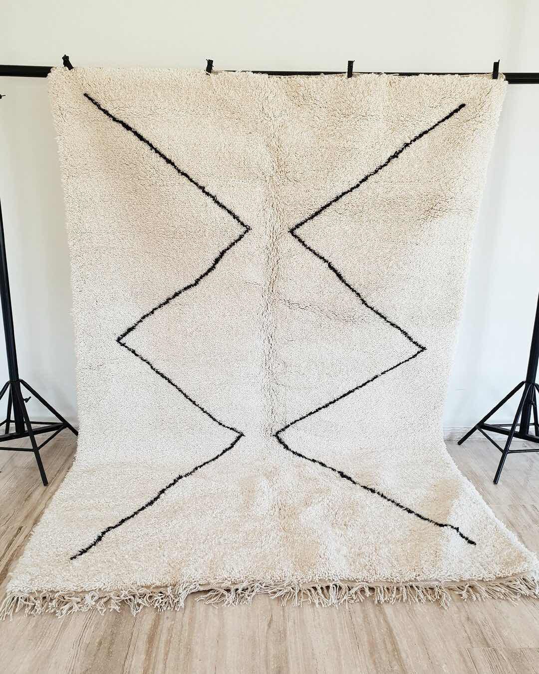 Moroccan Beni Ourain Rug, Handmade Genuine Wool Custom Berber Carpet, Tapis Berbere, Vintage Kilim