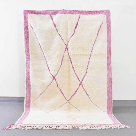 Pink Authentic Beni Ourain Rug - Moroccan Tapis Berbere Custom Rug Wool Beber Carpet