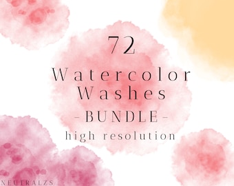 Red Orange Yellow Watercolor Splashes Clipart , Abstract Watercolor Graphics, Watercolor Washes Background PNG Clipart, instant download