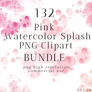 Pink Splash, Watercolor Splashes, Watercolor Clipart Bundle, Paint Splatters, Watercolor Dots, Watercolor Splash PNG, Watercolor Splatters
