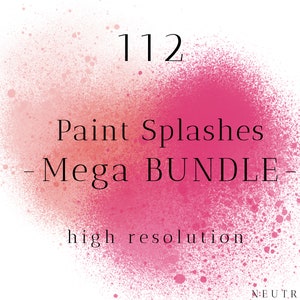 Watercolor Paint Splatter PNG Bundle: 112 High-Resolution Clipart (Digital Download)