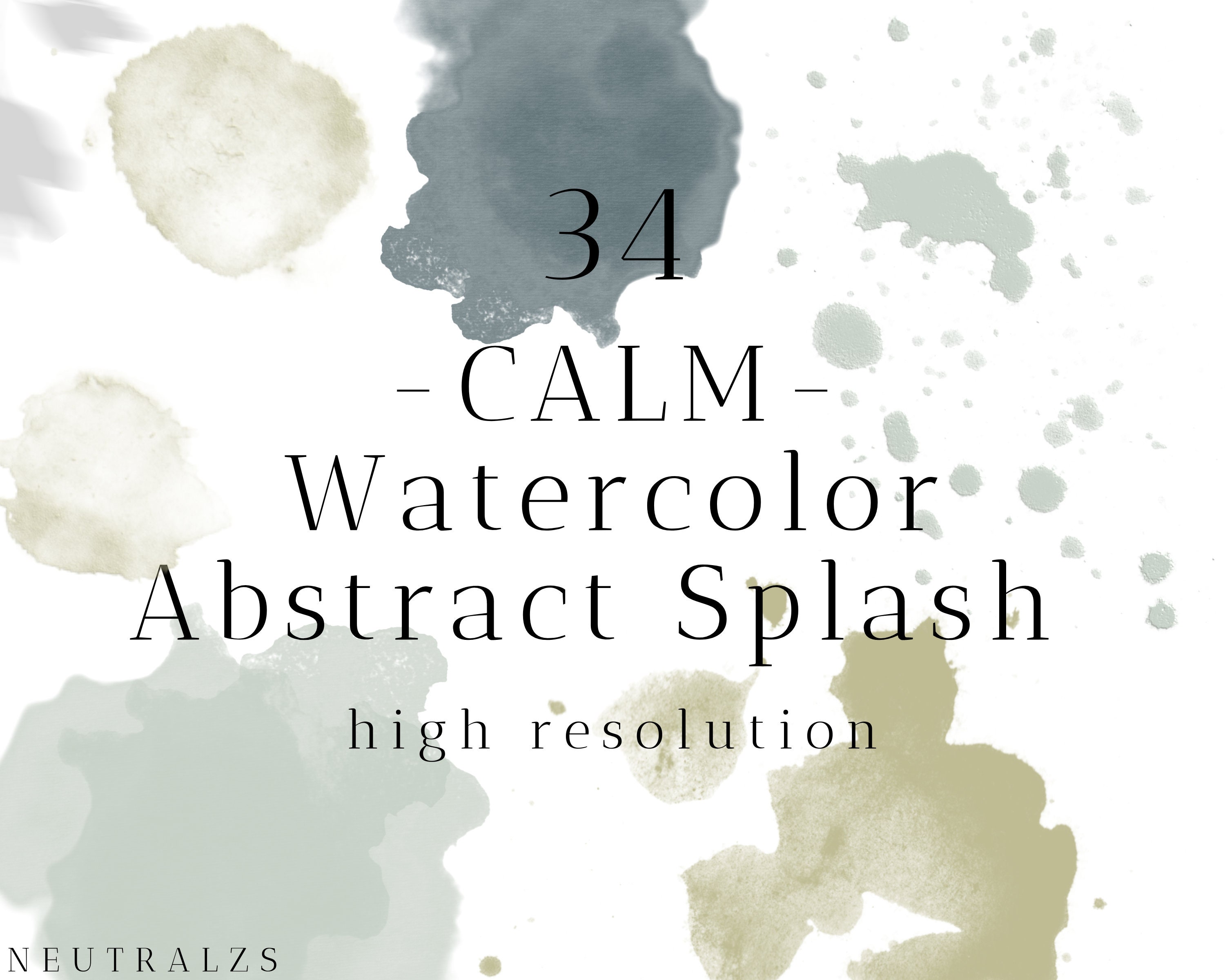 Green Watercolor Splashes Paint Splatter Clipart Paint Etsy