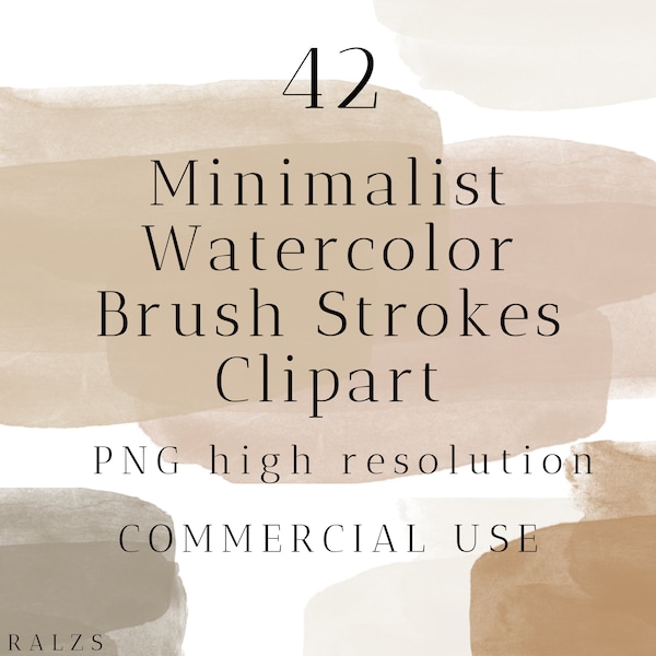 Brown Brush Strokes Clipart, Neutral Watercolor Brush Strokes PNG - White Brush Strokes Clipart - Brush Stroke Bundle