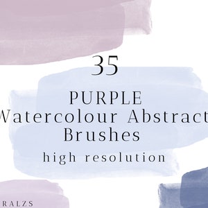 Purple Watercolor Brush Strokes PNG - Purple Watercolor Washes - Lavender Watercolor Abstract Textures instant download commercial use