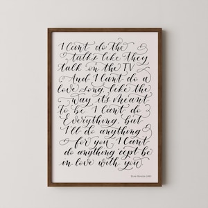Dire Straits Romeo Juliet Songtext Wandkunst Jubiläumsgeschenk Songdruck Handgeschriebenes Liebesgedicht Musikliebhaber Geschenk Hochzeit Kalligraphie Wohnkultur