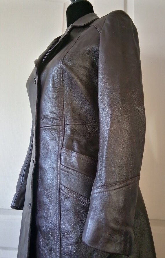 Swinging  60s Leather Coat Long Marquis of London… - image 3