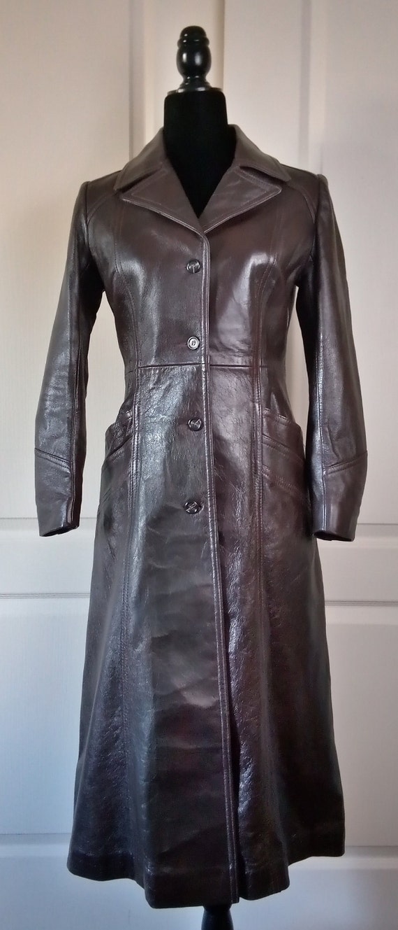 Swinging  60s Leather Coat Long Marquis of London… - image 2