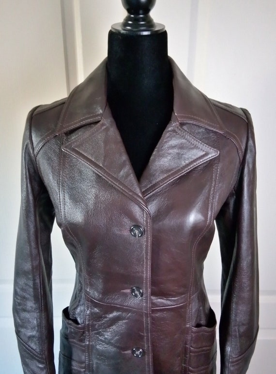 Swinging  60s Leather Coat Long Marquis of London… - image 1