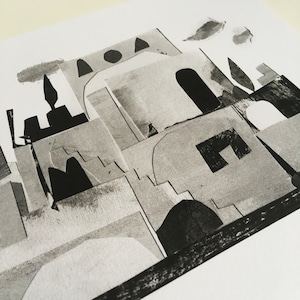 B&W Port Lligat, Costa Brava Collage Print