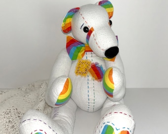 Oso de peluche arcoíris de franela
