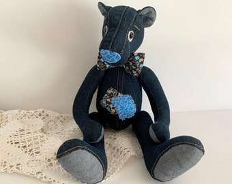 Handmade Upcycled Denim Teddy Bear