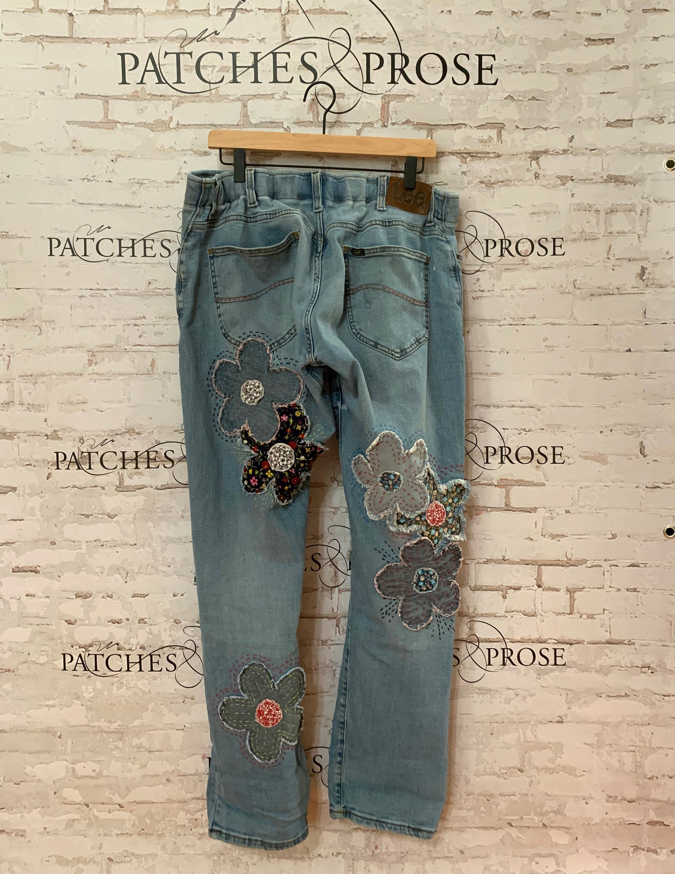 Amelie Floral Embroidered Denim Pants