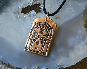Doors of Durin Bronze Pendant, LOTR Inspired Moria Door Necklace