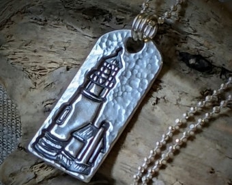 Heceta Head Lighthouse Fine Silver Pendant Necklace: Oregon Coast Jewelry
