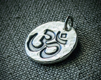 Handcrafted Fine Silver Om Pendant: Yoga Spiritual Necklace