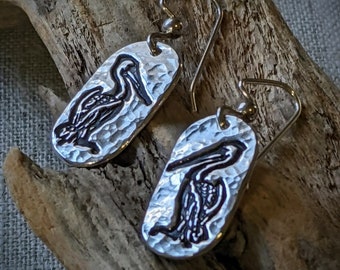 Fine Silver Pelican Earrings: Handmade Bird Jewelry