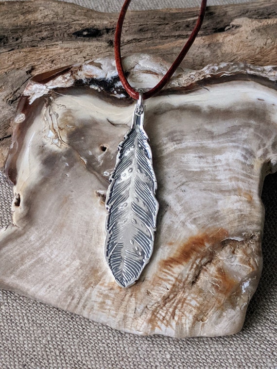 Fine Silver Eagle Feather Pendant: Native American Necklace