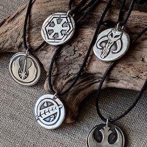 Star Wars Silver Necklace, Mandalorian Necklace, Jedi Order Pendant, Sith Empire Necklace, Mythosaur Necklace, Rebel Alliance Necklace